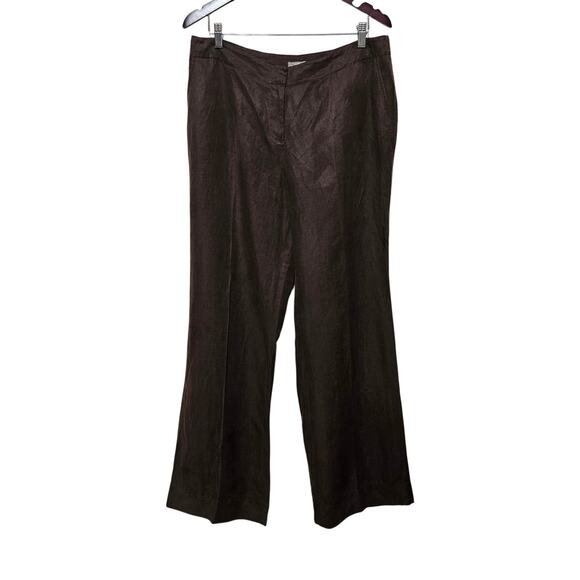 J. Jill Wide Leg Pants Women's Size 14 Silk/Linen Pockets Professional Neutral - Picture 2 of 8